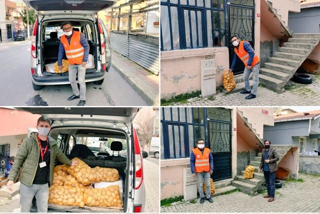 Sancaktepe’de ihtiyaç sahibi ailelere patates ve soğan dağıtıldı
