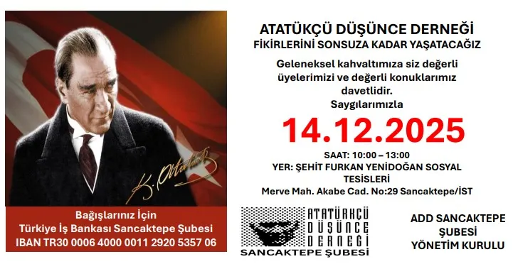 ADD Sancaktepe Şubesi Geleneksel Kahvaltı Programına Davet Ediyor