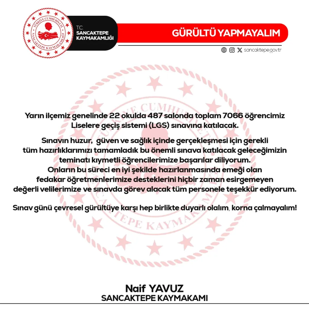 Sancaktepe Kaymakamlığından duyarlı olalım duyurusu